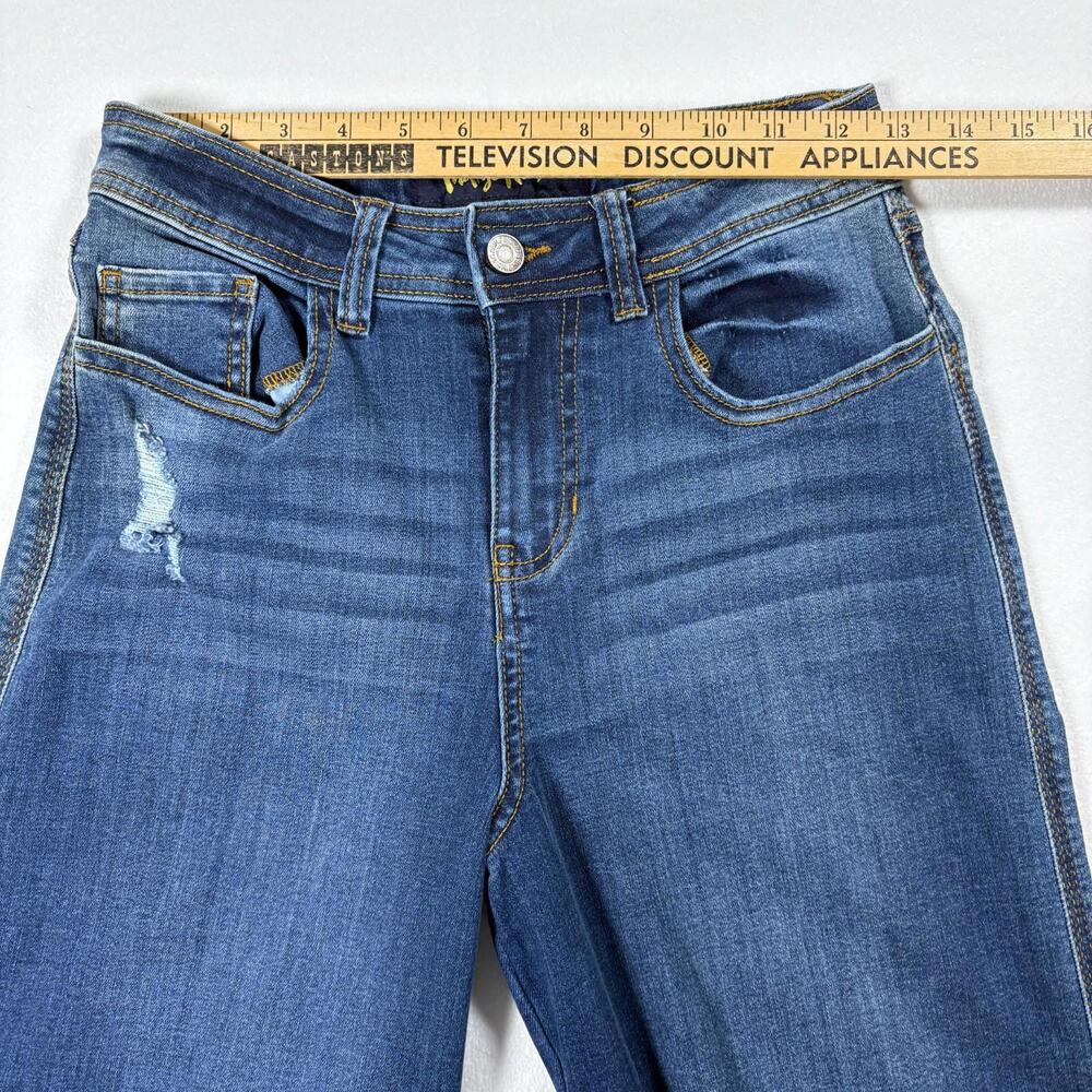 Indigo Rein Wide Leg Jeans Womens 3/25 Distressed Frayed Retro Y2K Grunge Denim - Picture 5 of 7